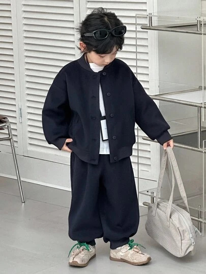 DAZY 男童休闲纯色夹克套装