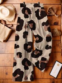EMERY ROSE Plus Size Casual Leopard Print Pants, Suitable For Summer Bottoms Suitable For Going Out - Multicolor - View 2