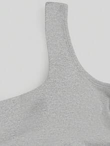 SHEIN Unity 带胸垫的休闲纯色修身背心 - 灰色 - 查看 3