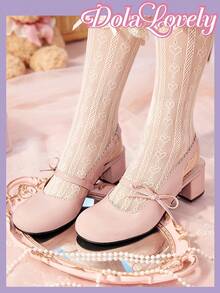 Dola Lovely 粉色甜美丝带和蝴蝶结装饰玛丽珍洛丽塔女鞋 - 粉色 - 查看 2
