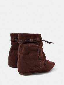 Styleloop Giày bốt nữ cổ điển kiểu Pháp mũi nhọn có khóa cài, đế cao, phù hợp cho Halloween, Giáng sinh, trang phục mùa thu, phong cách cao bồi, trang phục cơ bản. - Cà phê nâu - Xem 5