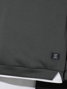 SHEIN 男童休闲二合一卫衣运动裤套装，冬季套装，冬季服装，秋季穿搭，秋季服装，儿童服装，黑色裤子 - 深灰色 - 查看 7