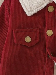 SHEIN Vintaside Kids 男婴休闲翻盖口袋保暖外套，适合秋冬季节穿着 - 酒紅色 - 查看 4