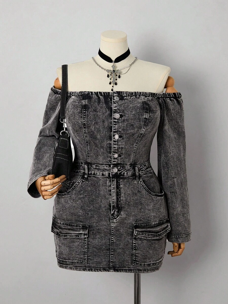 Sunspun 时尚休闲修身连衣裙，适合夏季 - 灰色 - 查看 1