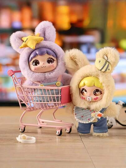 1PC Cute Enamel Face Doll Plush Toy Soft Material Kawaii Character Figurine Bag Charm Keychain Decor Gift For Girls Teens Collectors(Accessories Random Non-Plush Stuffed)