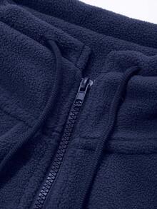 FRIFUL 女士休闲纯色无袖夹克，适合秋冬背心 - 藏蓝色 - 查看 6