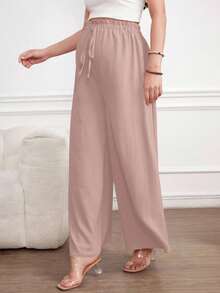 SHEIN Maternity Casual Versatile Commute Solid Color Wide Leg Pants