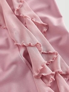 SHEIN MOD Pantalones acampanados con cordón y diseño de cinta, rosa loto - Rosa vieja - Ver 4