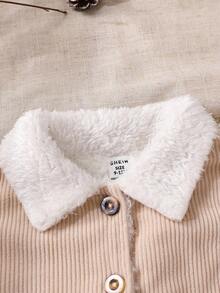 SHEIN Kleinkind Jungen Cord Fleece Warme Bequeme Beige Jacke, geeignet für Herbst/Winter Alltag und Outdoor Aktivitäten