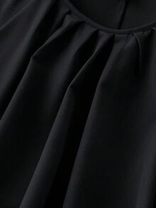 SHEIN CURVE+ Plus Size Women Round Neck Long Sleeve Top, Minimalist Solid Color Casual Blouse Suitable For Daily Commute