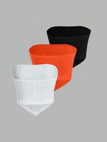 INAWLY Women Summer Casual Solid Color Texture Strapless Top - Multicolor - View 2