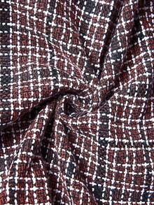 LanaWest Women's Casual Chic Tweed Woven Plaid Deep V-Neck Dress - Black - View 7