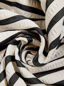 Zelara 大码女式彩虹条纹春夏休闲时尚宽松高腰荷叶边蕾丝腰带裤女式夏季服装女式夏季服装可爱夏季下装秋季女装返校节商务休闲女式基本款斯德哥尔摩风格教师服装 - 黑與白 - 查看 4