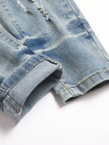 Manfinity LEGND Men's Casual Distressed Slim Fit Denim Jeans - Light Wash - View 7