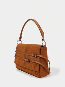 SHECARRY Women's Adjustable Buckle Design Fashion Handbag For Daily Use - Brown - View 9