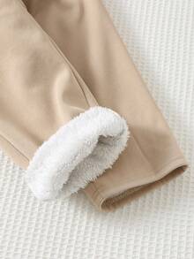 Cozy Pixies 3pcs Set: Young Boy Horse Pattern Elastic Waist Thermal Lined Pants Warm Sweatpants Young Boys Young Boys Sweatpants Thermal Lined Sweatpants Young Boys Sweatpants Khaki Pants For Young Boys Winter Sweatpants Boy Sweatpants Set Pants Cute Pants Khaki For Young Boys - Khaki - View 6