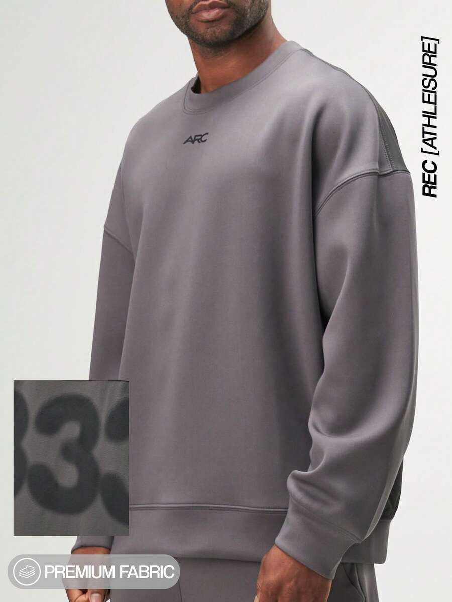ARC Activewear 超大圆领运动上衣 健身房运动夹克套头衫 - 灰色 - 查看 1