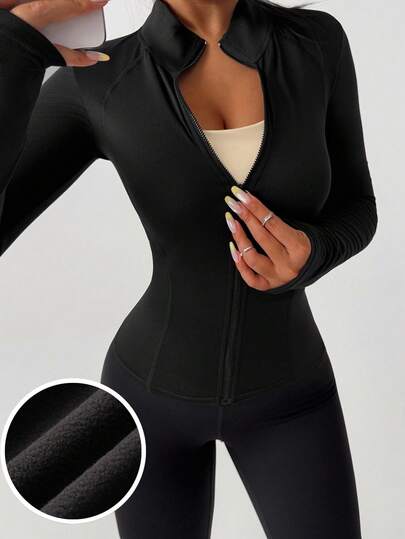 DAZY Women's Slim Fit Waist-Cinched Thermal Lined Casual Sports Jacket