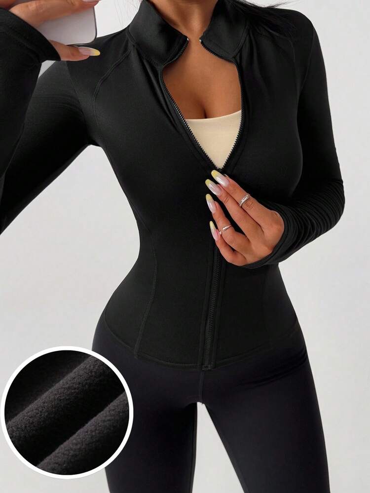 Women's Fitted Waist Thermal Lined Casual Sports Jacket