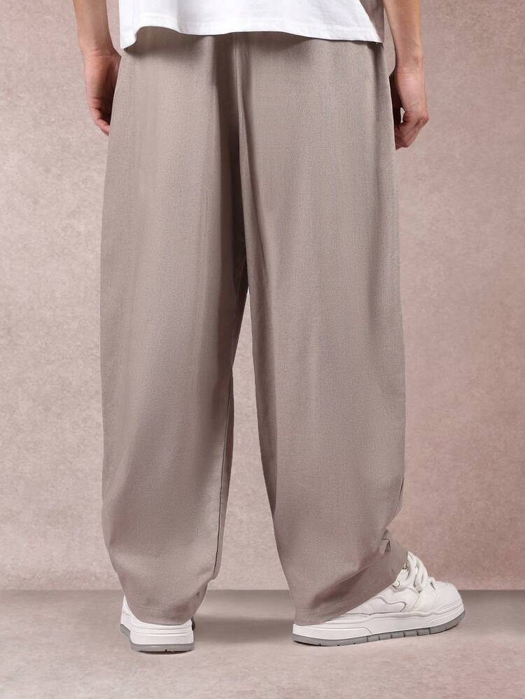 Wide Leg Linen Palazzo Pants With Pleated Waist