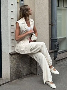 Pariaura Veste slim femme avec col revers et taille, blazer décontracté