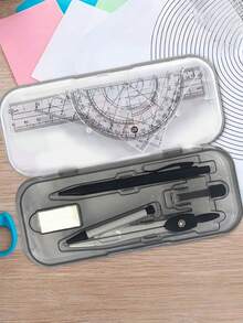 1 Set Four-Piece Professional Ruler Kit: Triangle Rulers, Straight Ruler, Protractor, Anti-Scratch Transparent Ruler. Ideal For Office Workers, Designers, Crafters-For Technical Drawing, Sketching, Daily Measurement. Premium Shatter-Resistant Material; Bold Scales For Easy Reading, Transparent Design For Precision. Lightweight, Fits Pencil Cases. Must-Have For Pros, Great Gift, Boosts Work Efficiency. - Multicolor - View 1