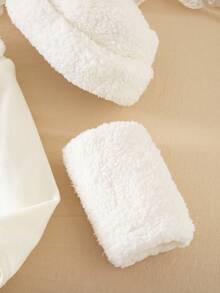 Emery Rose Kids Emery Rose Kids Young Girl Cute White Hooded Jacket, Gloves Set, Versatile For Autumn/Winter Fall