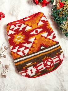 PETSIN 1件双面羊毛圣诞图案狗狗外套背心 - 彩色 - 查看 1