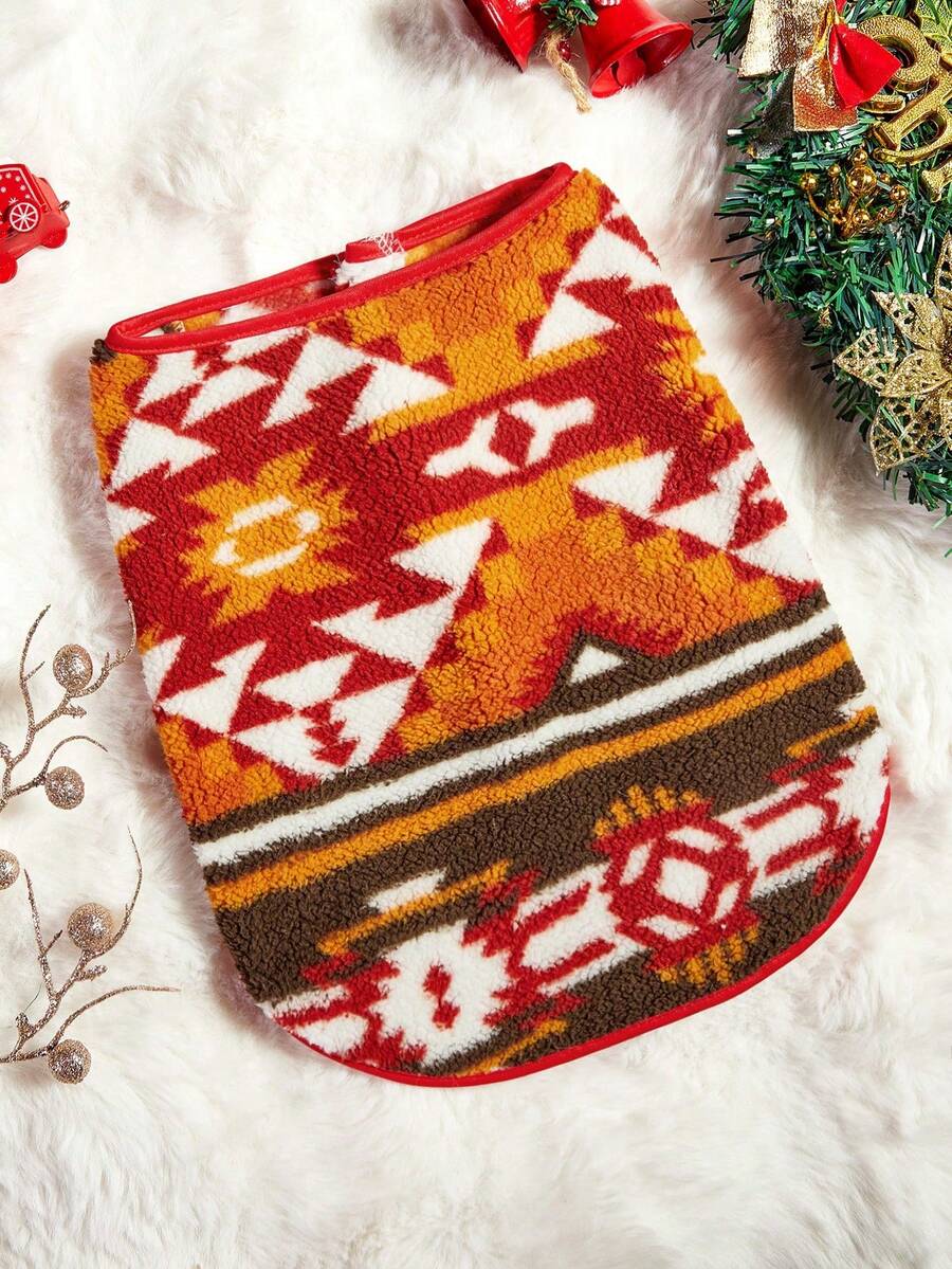 PETSIN 1件双面羊毛圣诞图案狗狗外套背心 - 彩色 - 查看 1