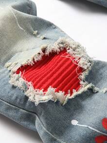 Manfinity LEGND Men's Casual Distressed Slim Fit Denim Jeans - Light Wash - View 5