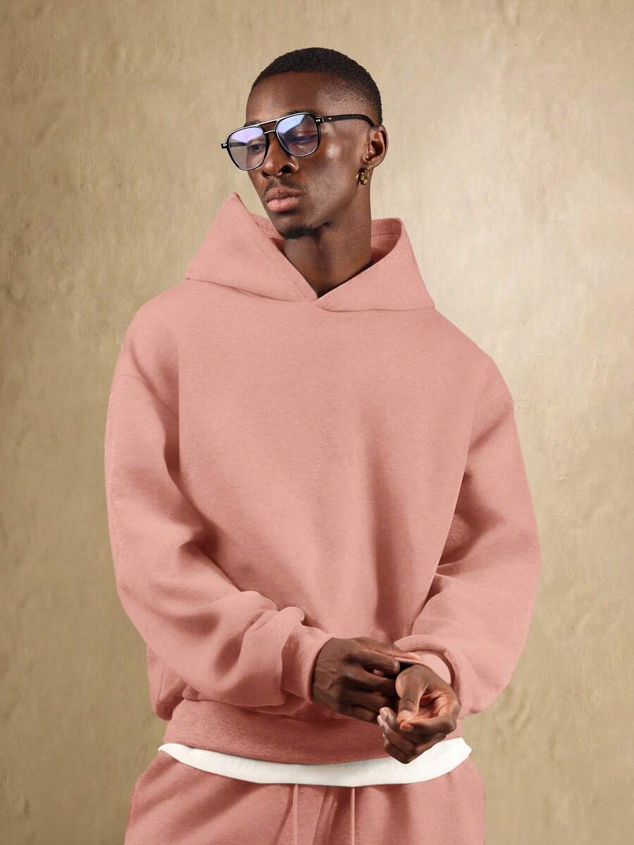 SUMWON 男士连帽衫，复古宽松圆领卫衣 - 时尚棕色，休闲场合完美之选，度假必备，奢华品牌，适合夏季和秋季穿搭 - 粉色 - 查看 1