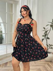 Soleia 黑樱桃印花罩杯风格浪漫休闲大码波西米亚风度假连衣裙，适合夏季 - 彩色 - 查看 6