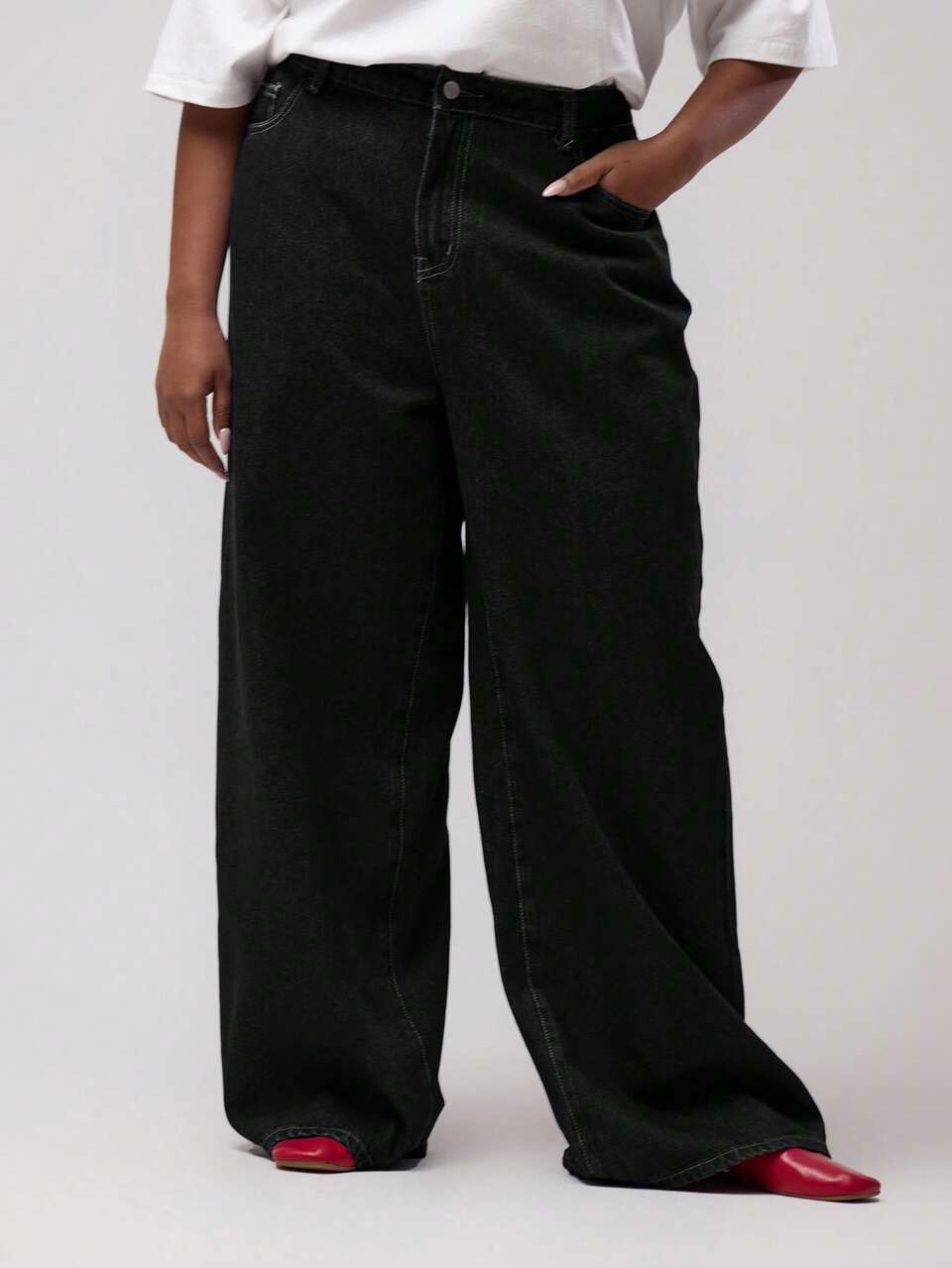 Curve Dark-Wash High Waist Denim Jeans