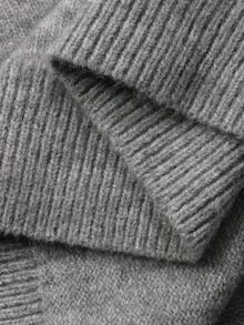 DAZY 少女纯色简约休闲圆领长袖连衣裙 - 灰色 - 查看 7