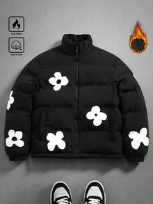 PAVTROS Manfinity Streetrush Men's Printed Zip-Up Stand Collar Coat, Winter, Fall