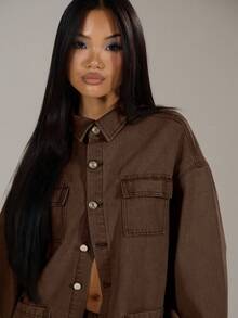 MUSERA 水洗牛仔口袋夹克 春季 90年代 Y2K 街头风 休闲可爱 夏季 西部音乐节 返校季 街头风 秋季 冬季 纳什维尔 秋季 返校季 办公室 工作 时尚