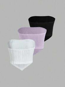 INAWLY 女性夏季休閒純色紋理不對稱裙腳背心上衣 - 彩色 - 查看 2