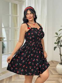 Soleia 黑樱桃印花罩杯风格浪漫休闲大码波西米亚风度假连衣裙，适合夏季 - 彩色 - 查看 5