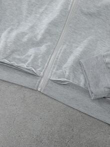Manfinity Roghcode Conjunto de sudadera con capucha para hombre, sudadera y pantalón de chándal a juego, diseño deshilachado, conjunto gris jaspeado, sudadera corta, cintura elástica, atuendo casual para ir al trabajo o a la escuela, excelente regalo para amigos en otoño/invierno - Gris - Ver 6