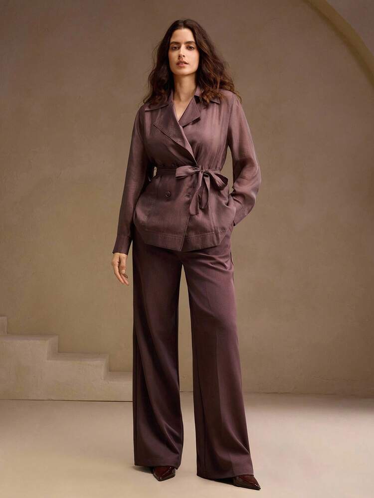 Damska, prześwitująca, modernistyczna marynarka w kolorze Mocha, dopasowana do talii, odpowiednia do wiosennych stylizacji, letnich ubrań, klasycznych, eleganckich, na studniówkę, na co dzień, do pracy