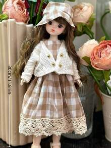 1件30厘米森林仙子娃娃衣服，花边连衣裙，手工精细制作，适合BJD/SD娃娃，公主派对服装，女孩收藏礼物，春季拍照道具，非毛绒填充 - 彩色 - 查看 3