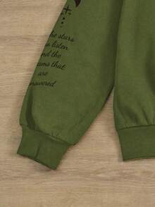 INAWLY 大码女式宽松图案印花圆领运动衫 - 軍綠色 - 查看 4