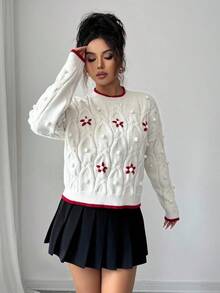 Elenzga Suéter de cuello redondo de manga larga y uso versátil para mujer