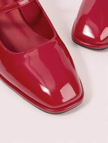 CUCCOO DOLLMOD Women's Fashion Square Toe Chunky Heel Ankle Strap High Heels For Christmas