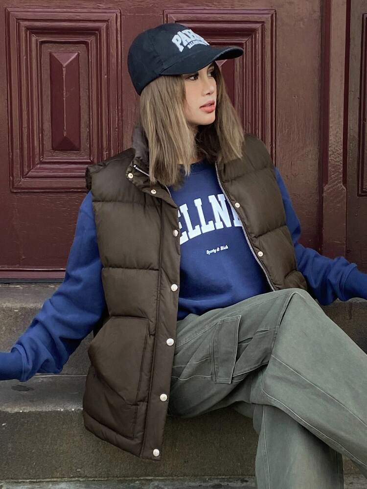 Stand Collar Thick Warm Vest Jacket Vest Women Coats