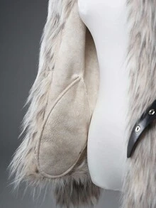 ROMWE Grunge Punk Abrigo reversible holgado de cuello alto con estampado de lunares y cuello de piel sintética, versátil, elegante y de estilo urbano para mujer en otoño/invierno y Halloween