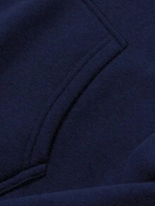 EURMUSE 100% Cotton Men's  Face Embroidered Fitted Hoodie - Navy Blue - View 3