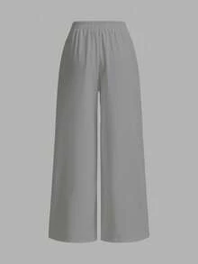 SHEIN EZwear 灰色小马印花休闲裤，适合夏季、度假 - 淺灰色 - 查看 3