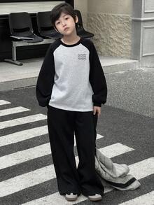 DAZY 2pcs Tween Boys Casual Long Sleeve Sweatshirt And Loose Pants Set Fall - Black - View 8