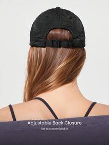 GLOWMODE Water-Repellent Anti-Static Quilted Leather Patch Adjustable Cap Daily Casual - Black - View 2